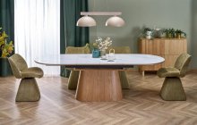 Розкладний стіл HALMAR SIRIUS 160-240/90 см, білий мармур / натуральний