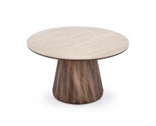 Журнальний столик HALMAR DIAVOLA травертин/горіх 80см