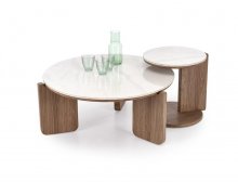 Комплект журнальних столиків HALMAR DIUNA білий мармур d80/d41
