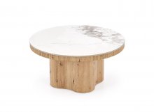 Журнальний столик HALMAR MAGNUM білий мармур 80см