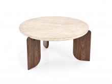 Журнальний столик HALMAR MAMBO травертин/горіх 80см