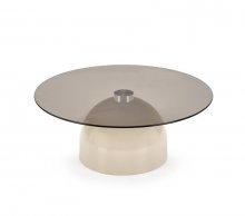 Журнальний столик HALMAR STARK скло тоноване/кашемір d80см
