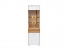 BARI Вітрина стекло REG1W1DL BRW
ширина 58 см
Висота 195 см
Глибина 40 см
колір білий\дуб натуральний
матеріал дерево й МДФ