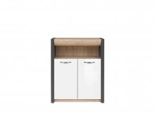 Комод Executive REG2D1S/11/9, розмір: шир.,вис.,глиб., 90 /113,5 /40,5см, колір : сірий Вольфрам /дуб Сан-Ремо світлий /білий глянець