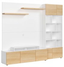 MURO TV/240/ASYM комплект BRW
высота: 200 см
ширина: 240 см
глубина: 42 см
цвет белый канадский /
дуб польский