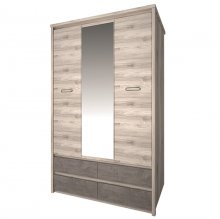 JAZZ Шкаф с зеркалом   3D4S КАШТАН цвет NAIROBI / ОНИКС
размер 126,5/210/59 см 